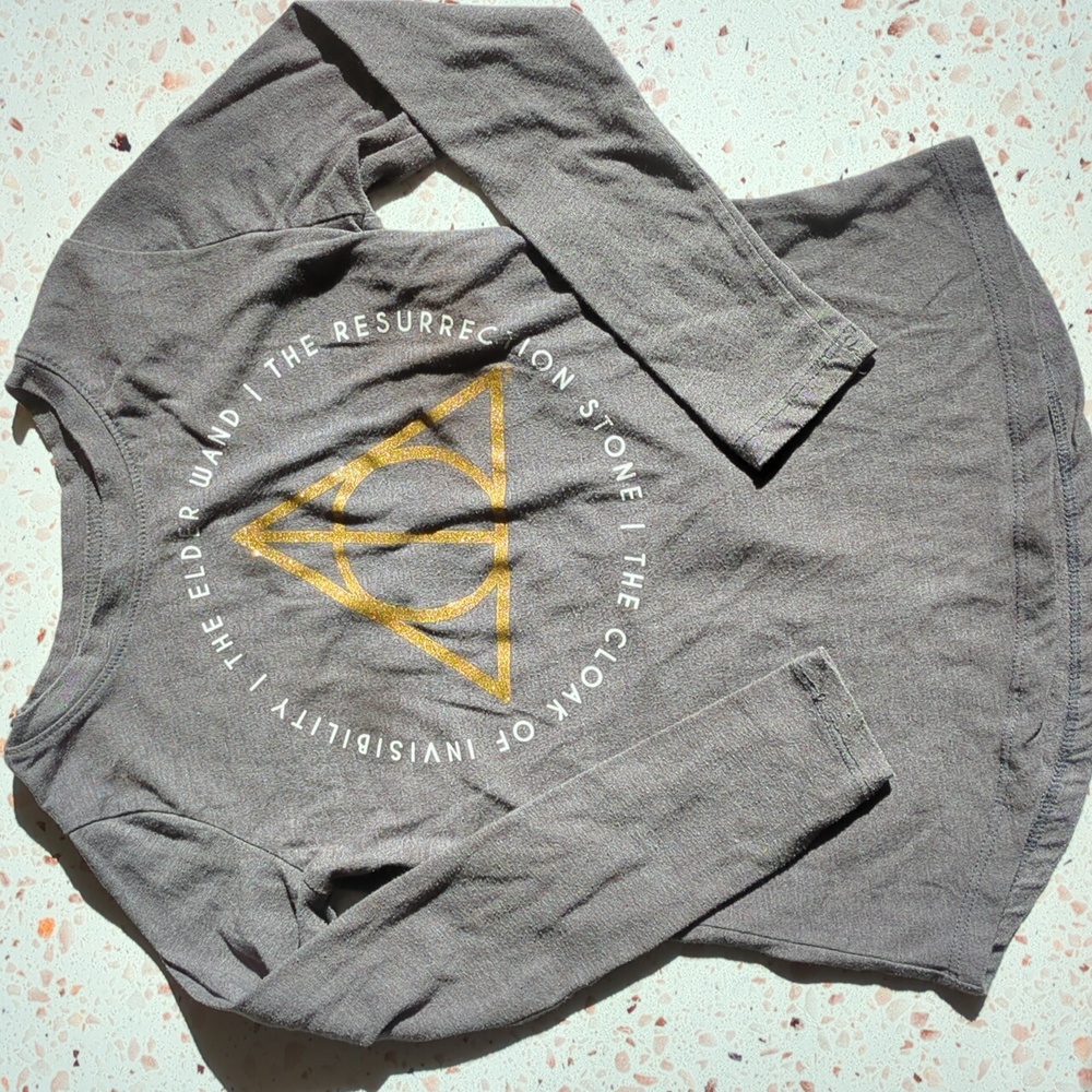 Harry Potter | Long Sleeve T-Shirt Sparkle Gold and White on Grey | M (7-8)